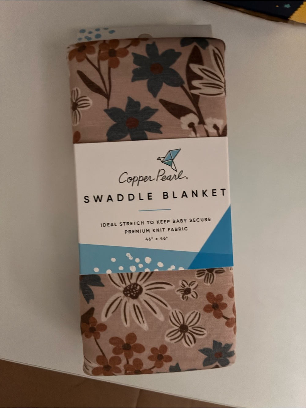 Copper Pearl Floral Knit Swaddle Blanket – 46" x 46"NWT